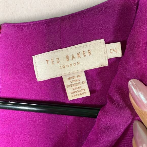 Ted Baker Fuchsia‎ Sleeveless V-Neck Top Sz 2 US Small Office Siren Workwear - Picture 4 of 8